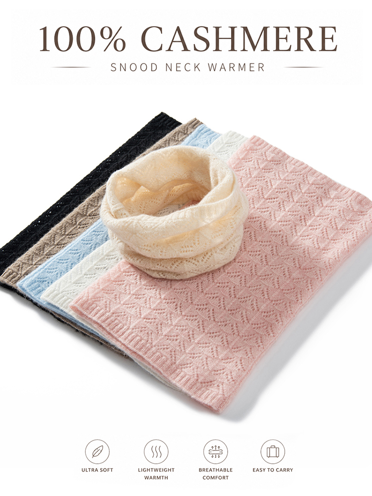 Infinity Scarf Knit - Damski szal z kaszmiru 100%, ażurowy,