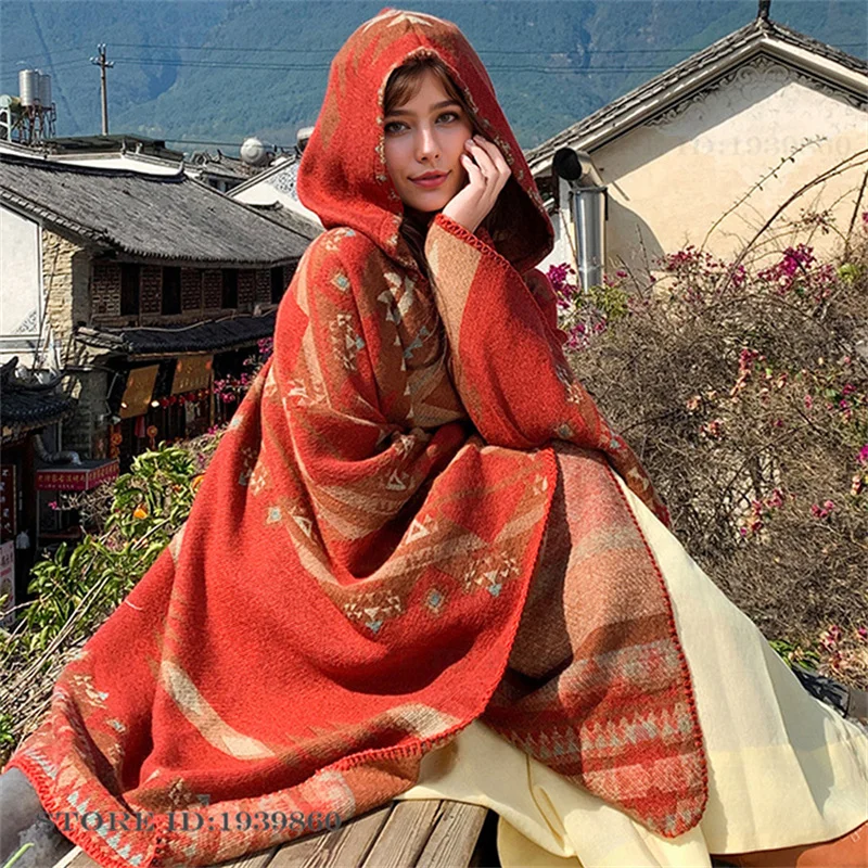 Ciepłe szale z kapturem, peler – Woven Scarf Blanket recenzja i cena